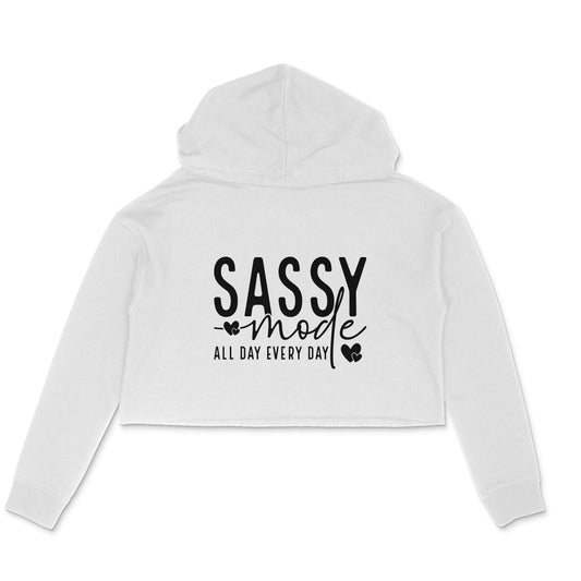 Sassy Mode Crop Hoodie White Printrove