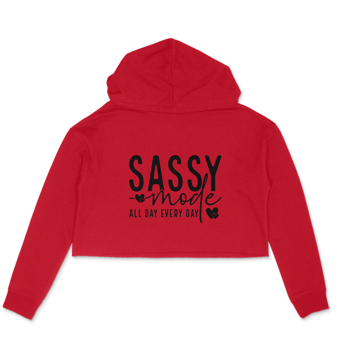 Sassy Mode Crop Hoodie Red Printrove