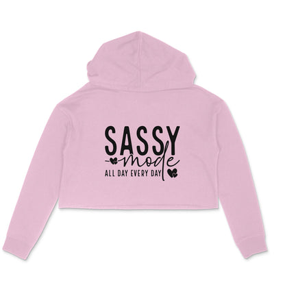 Sassy Mode Crop Hoodie Light Pink Printrove