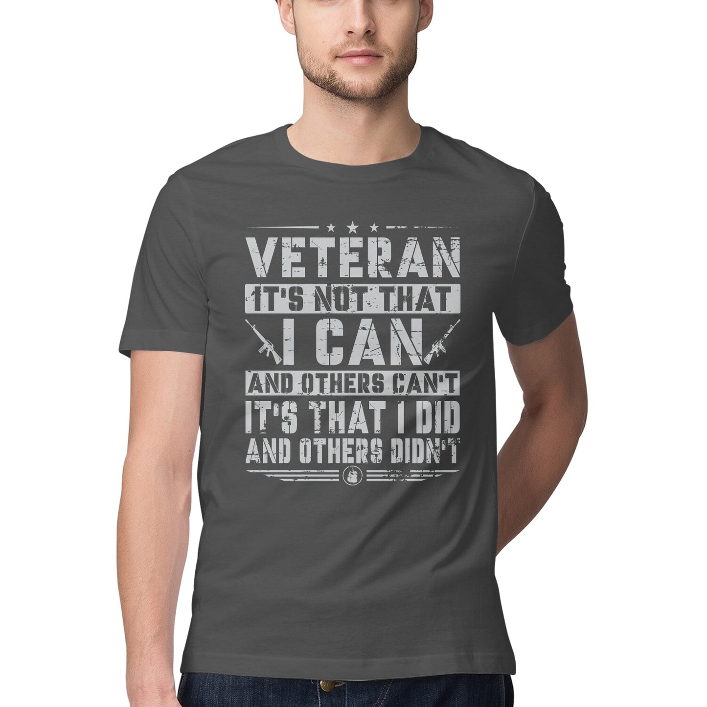 Army Veteran T-Shirt Charcoal Grey Printrove