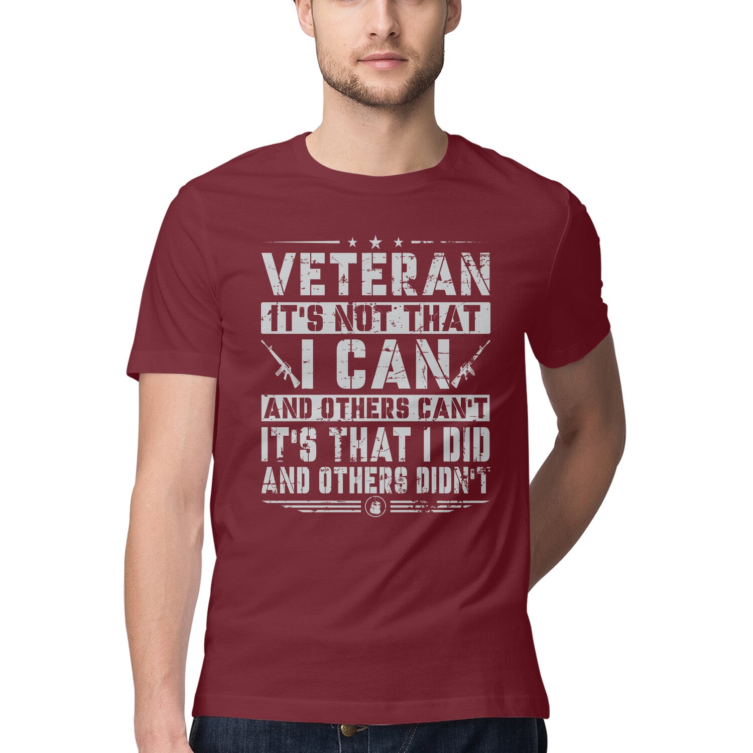 Army Veteran T-Shirt Maroon Printrove