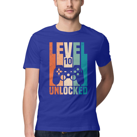 Level 10 Gamer T-Shirt Royal Blue Printrove