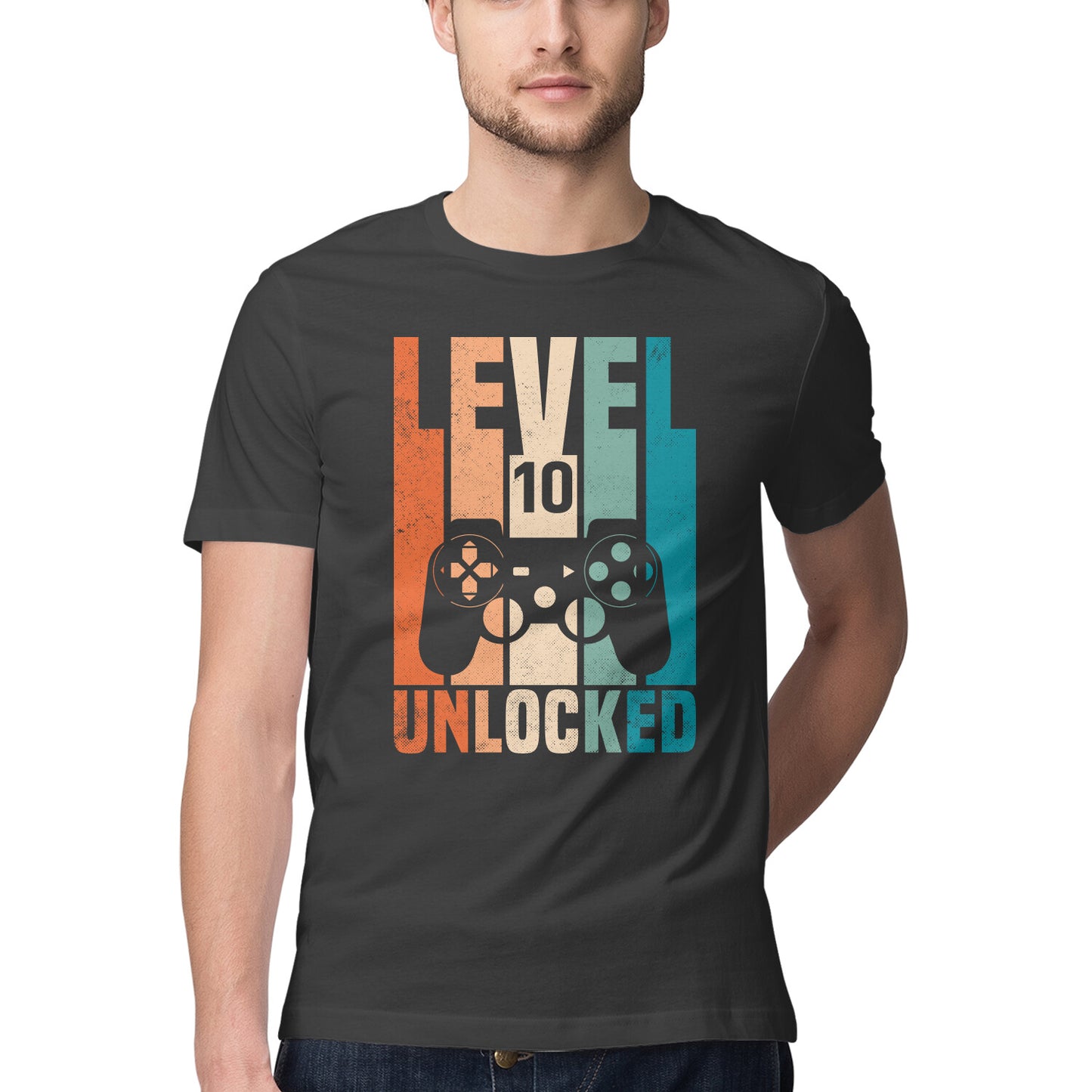 Level 10 Gamer T-Shirt Black Printrove