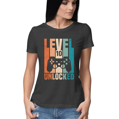 Level 10 Gamer Women's T-Shirt Black Printrove