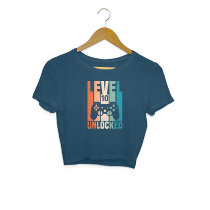 Level 10 Gamer Crop Top Navy Blue Printrove