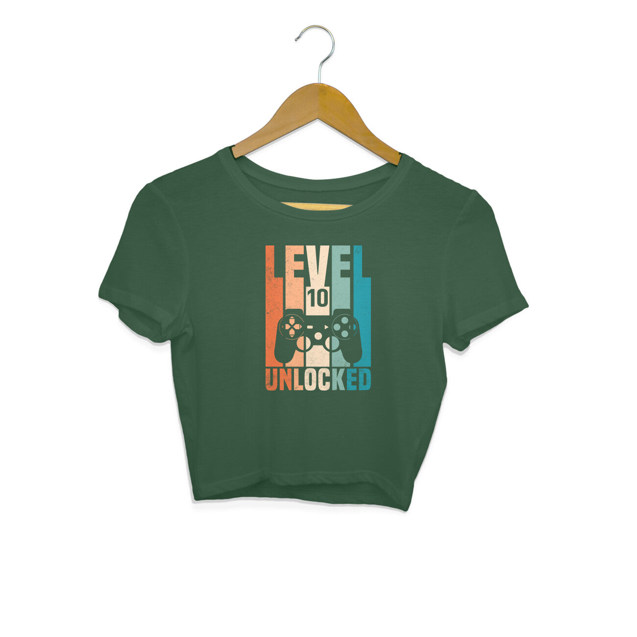 Level 10 Gamer Crop Top Olive Green Printrove