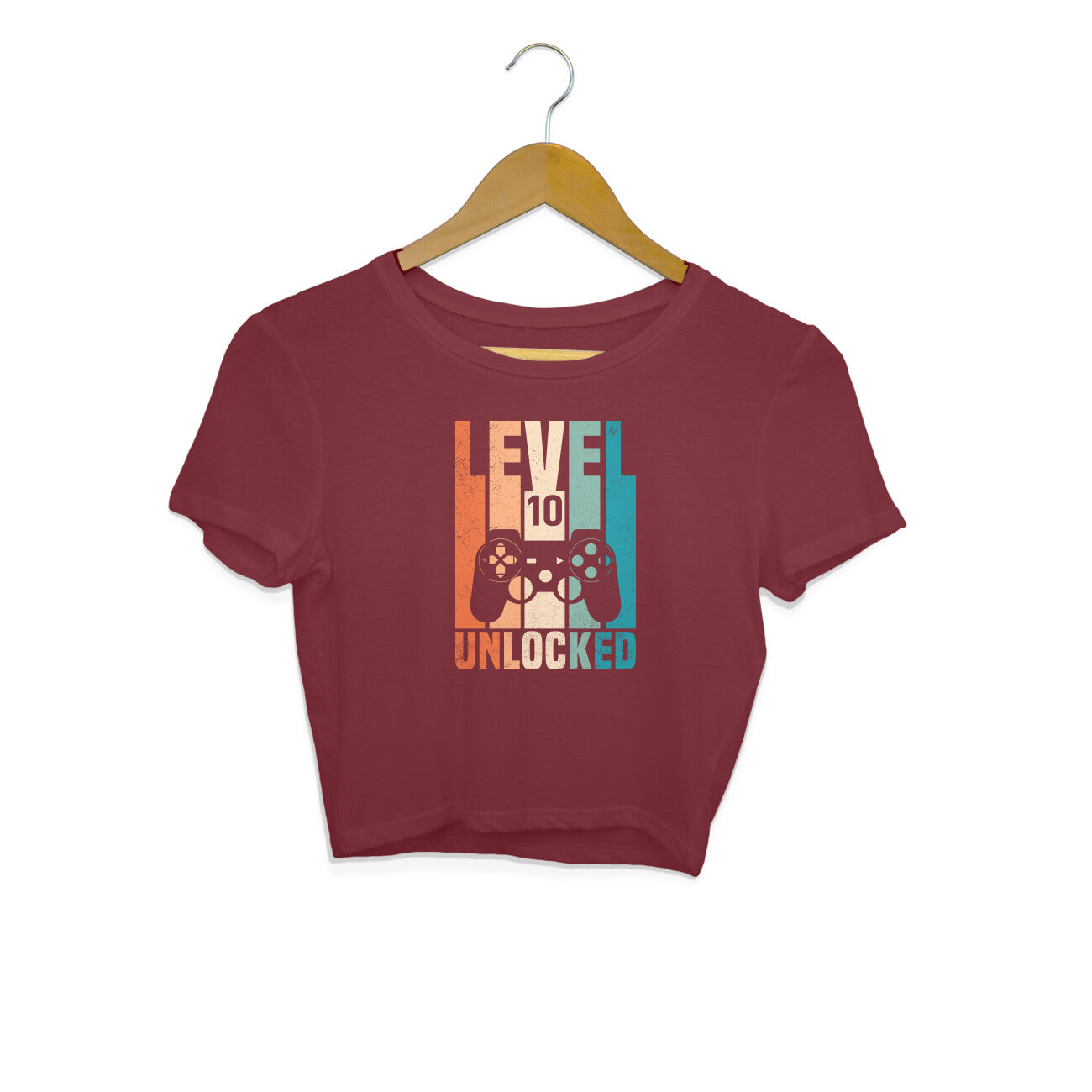 Level 10 Gamer Crop Top Maroon Printrove