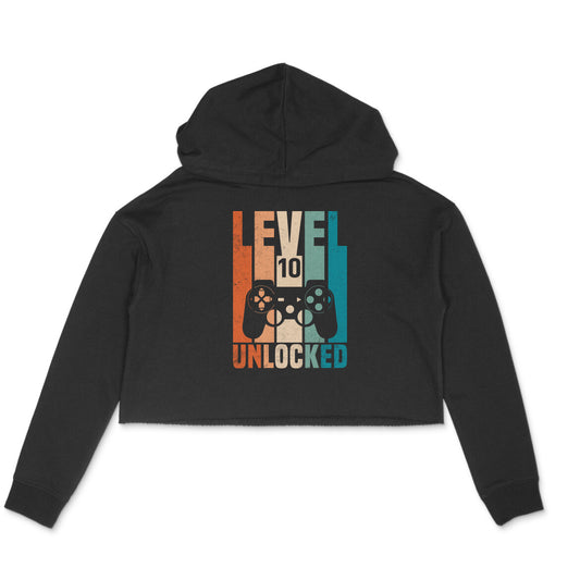 Level 10 Gamer Crop Hoodie Black Printrove