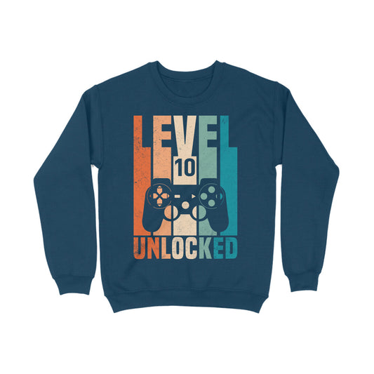 Level 10 Gamer Sweatshirt Navy Blue Printrove