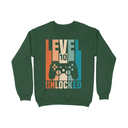 Level 10 Gamer Sweatshirt Olive Green Printrove