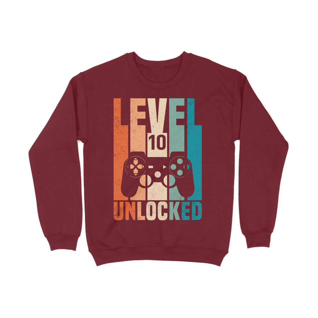 Level 10 Gamer Sweatshirt Maroon Printrove