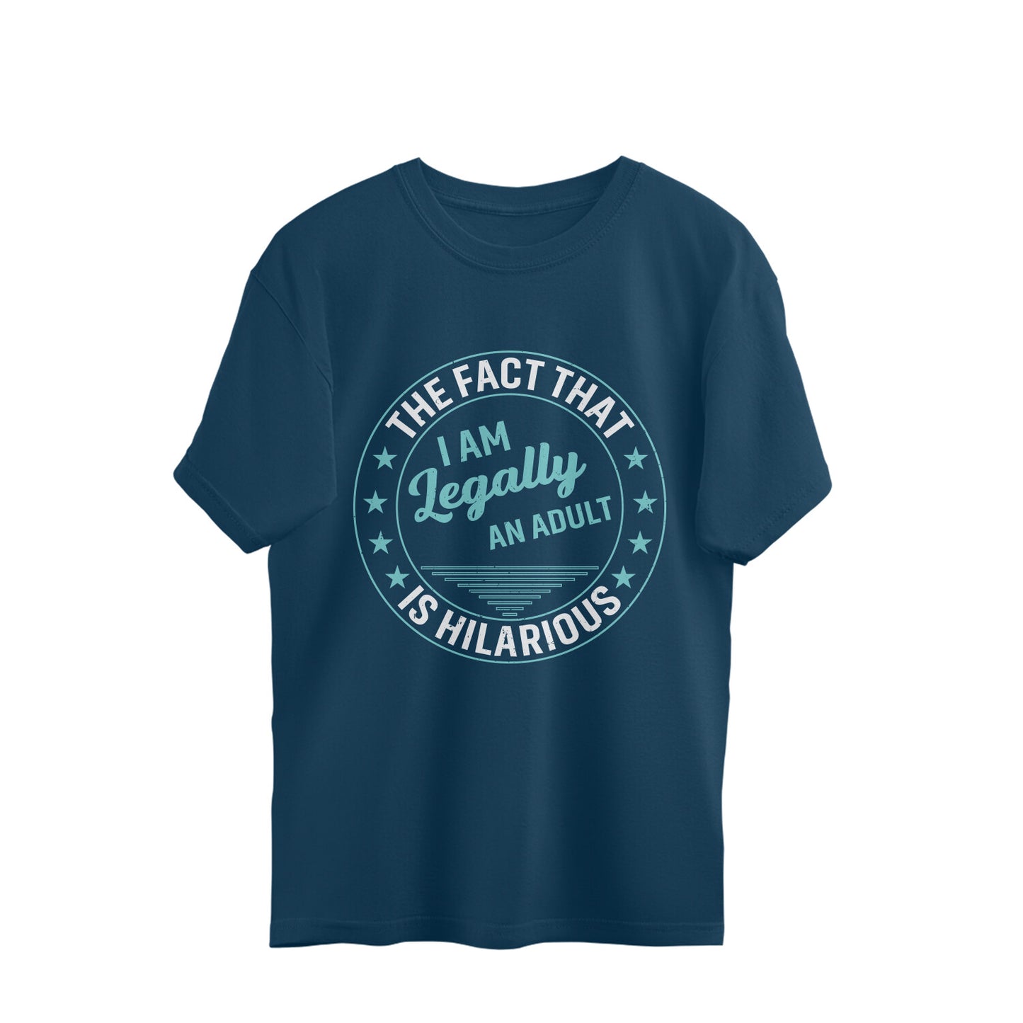 Legally An Adult Oversized T-Shirt Navy Blue Printrove