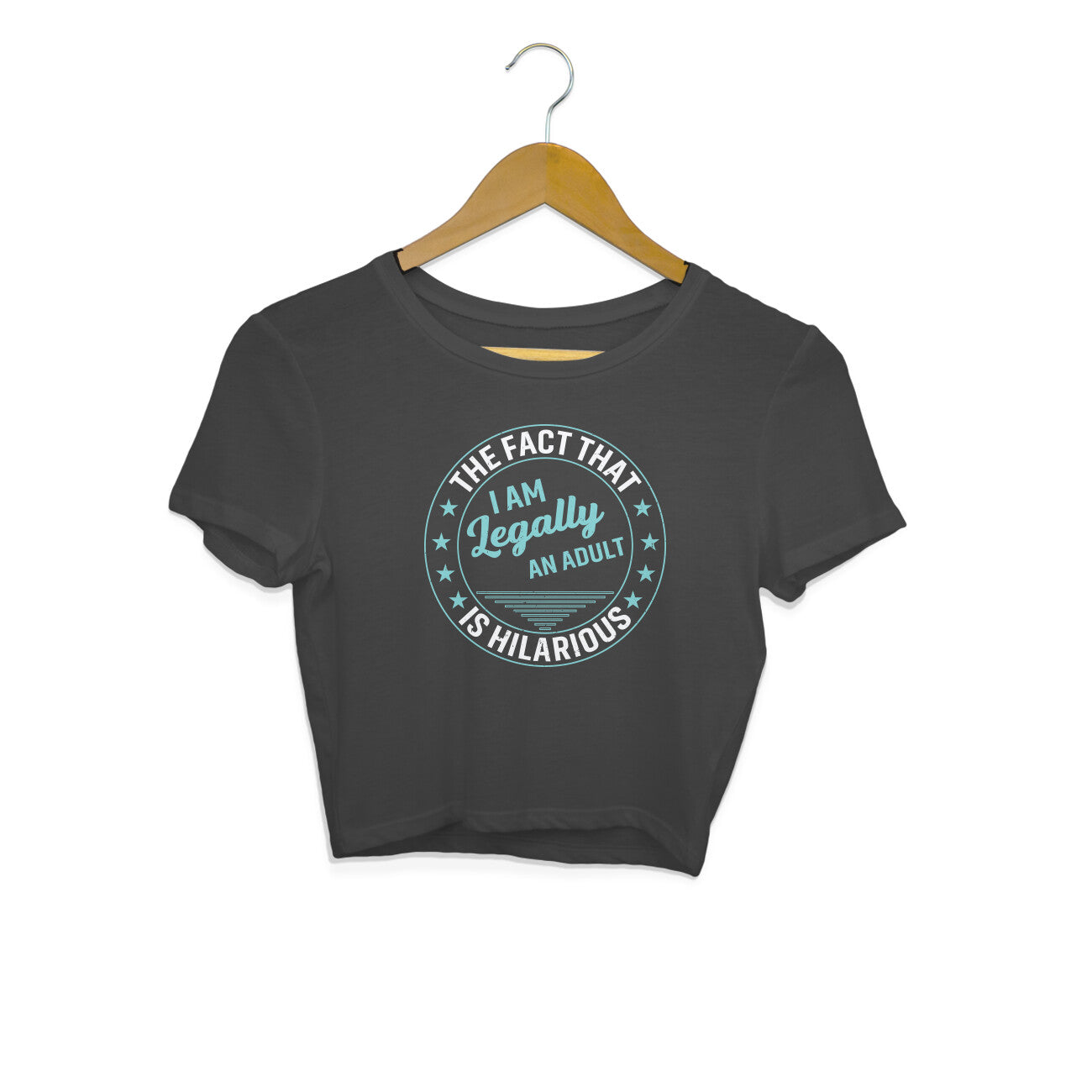 Legally An Adult Crop Top Black Printrove
