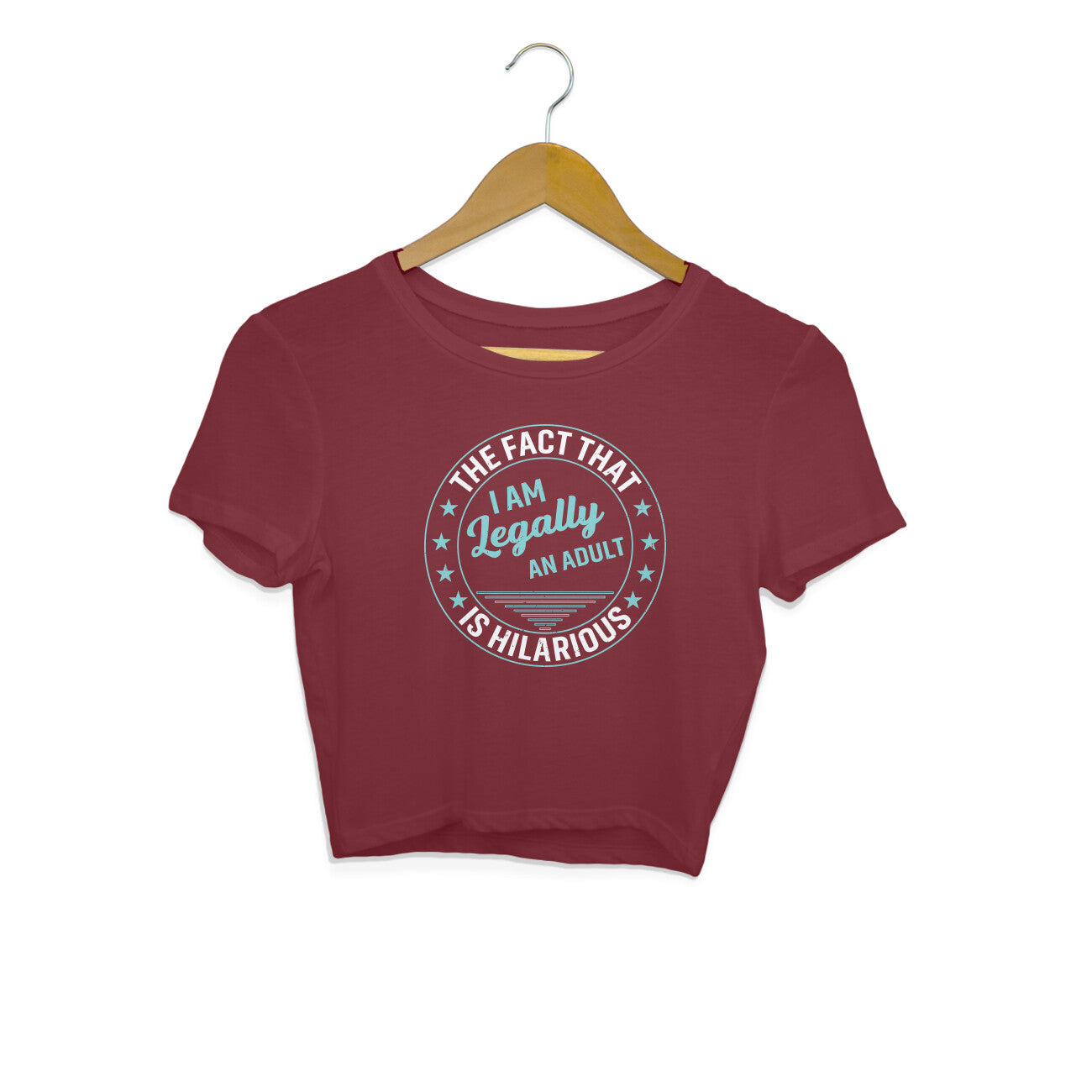 Legally An Adult Crop Top Maroon Printrove