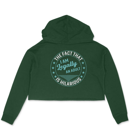 Legally An Adult Crop Hoodie Olive Green Printrove