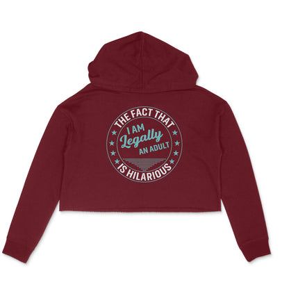 Legally An Adult Crop Hoodie Maroon Printrove