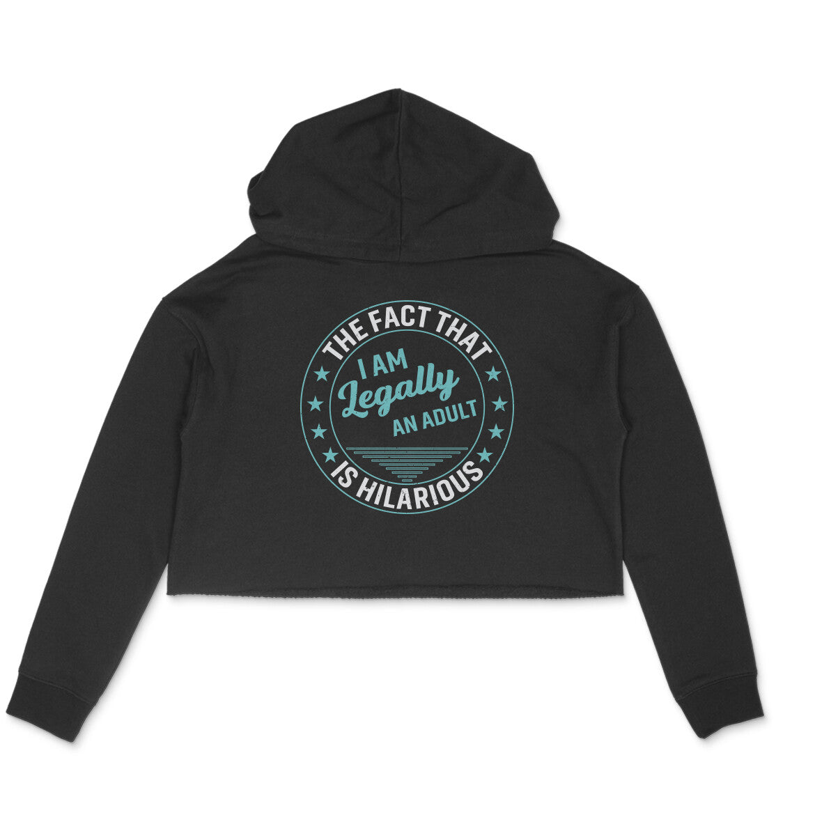 Legally An Adult Crop Hoodie Black Printrove
