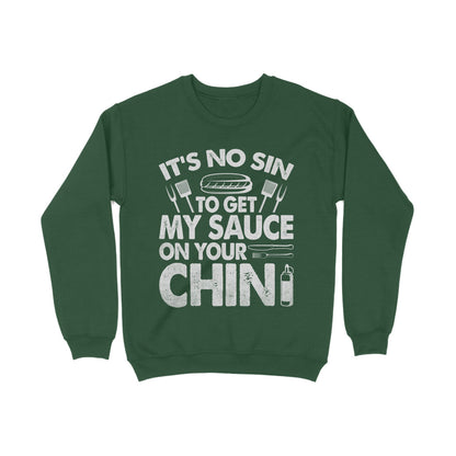 Sauce On Your Chin Sweatshirt Olive Green Printrove