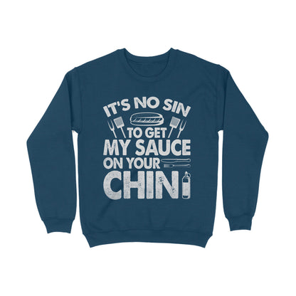 Sauce On Your Chin Sweatshirt Navy Blue Printrove