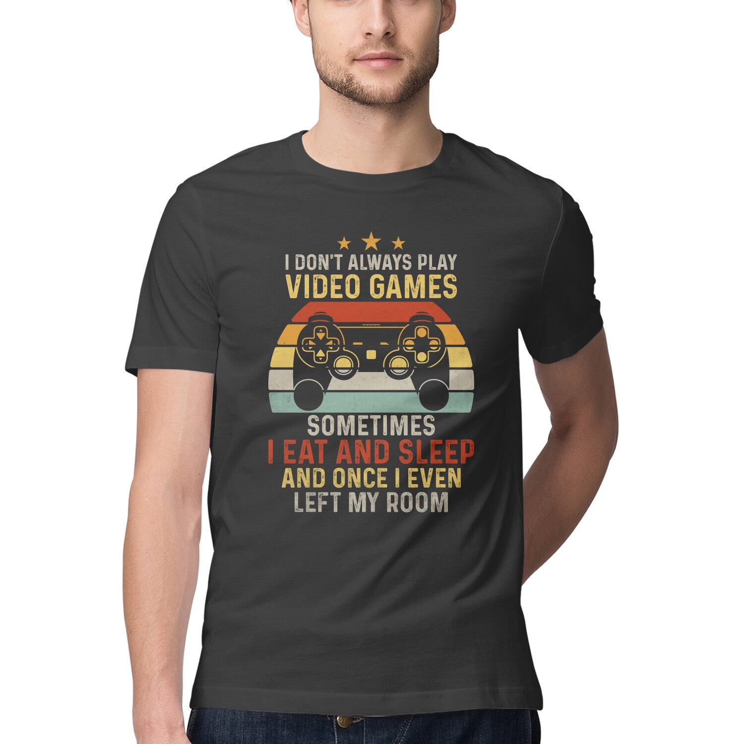 I Eat And Sleep Gamer T-Shirt Black Printrove