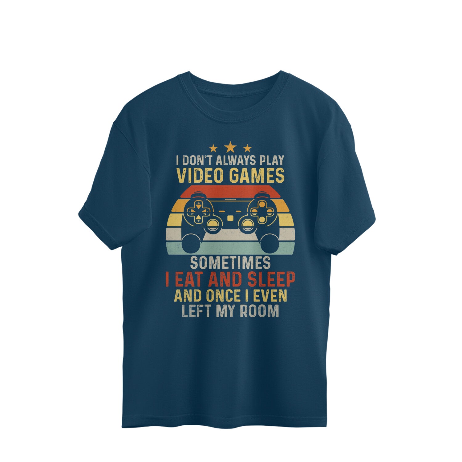 I Eat And Sleep Gamer Oversized T-Shirt Navy Blue Printrove