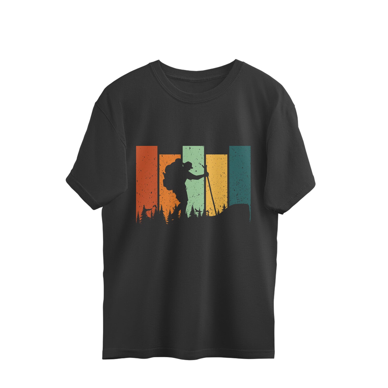 Hiking Oversized T-Shirt Black Printrove