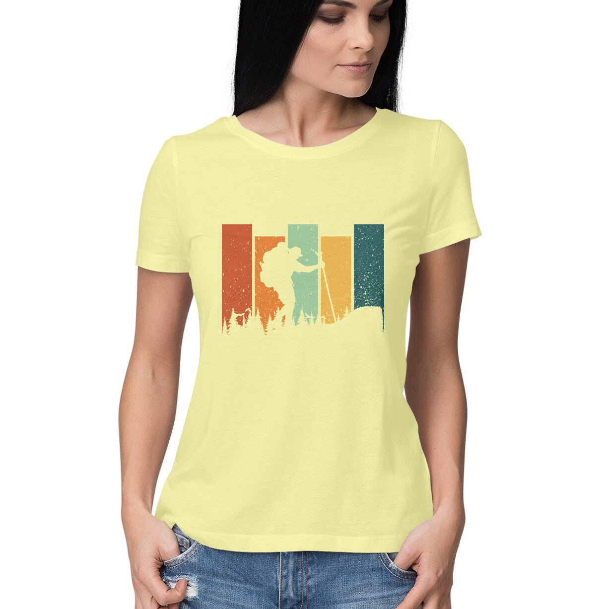 Hiking Women's T-Shirt Butter Yellow Printrove