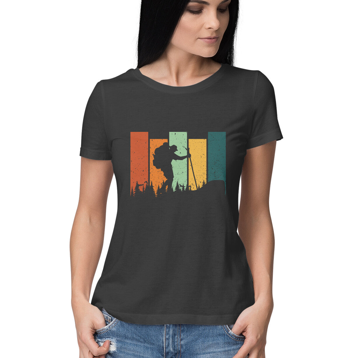 Hiking Women's T-Shirt Black Printrove