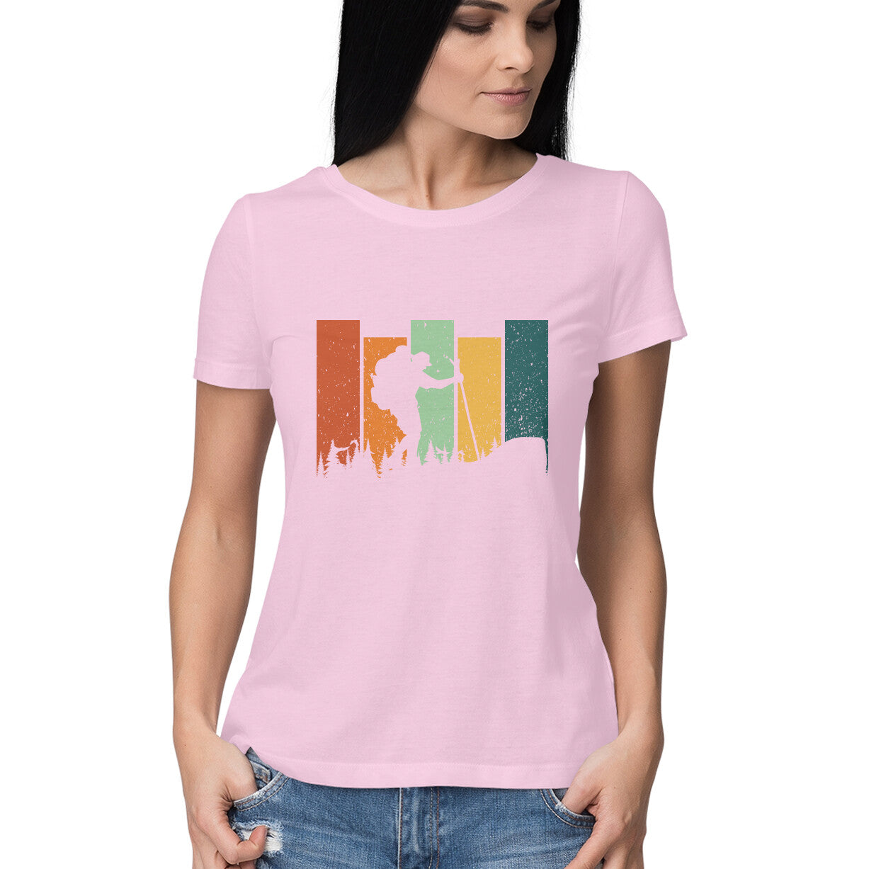 Hiking Women's T-Shirt Light Pink Printrove