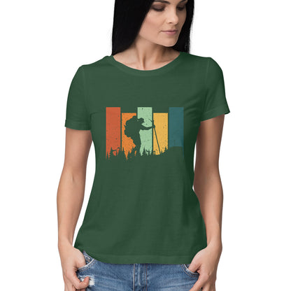 Hiking Women's T-Shirt Olive Green Printrove