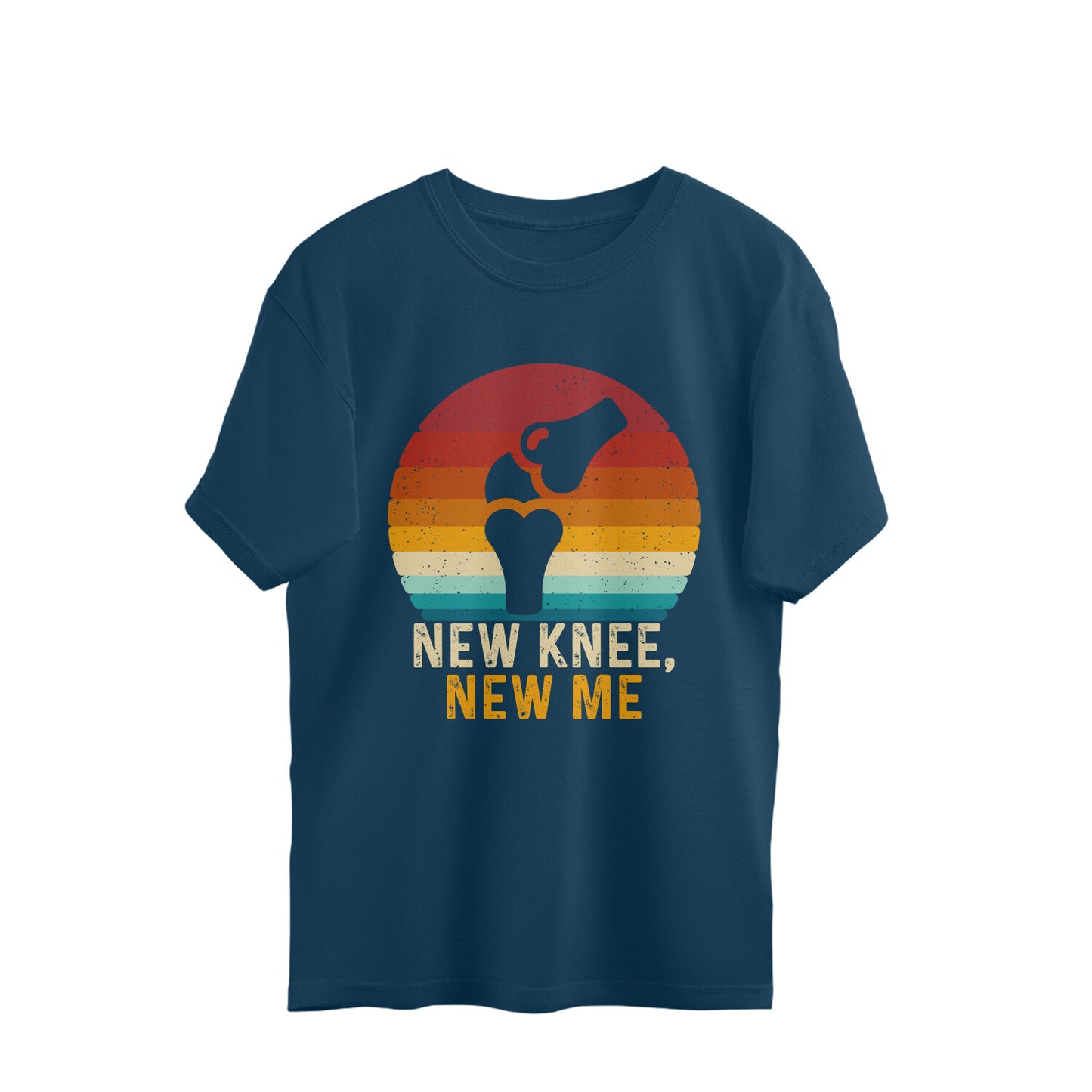 New Knee New Me Oversized T-Shirt Navy Blue Printrove