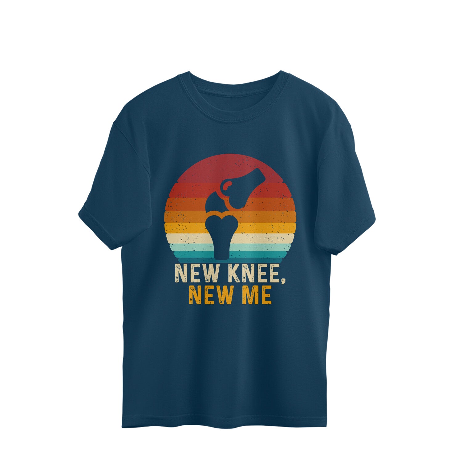 New Knee New Me Oversized T-Shirt Navy Blue Printrove