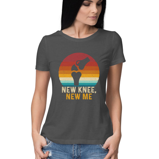 New Knee New Me Women's T-Shirt Charcoal Grey Printrove