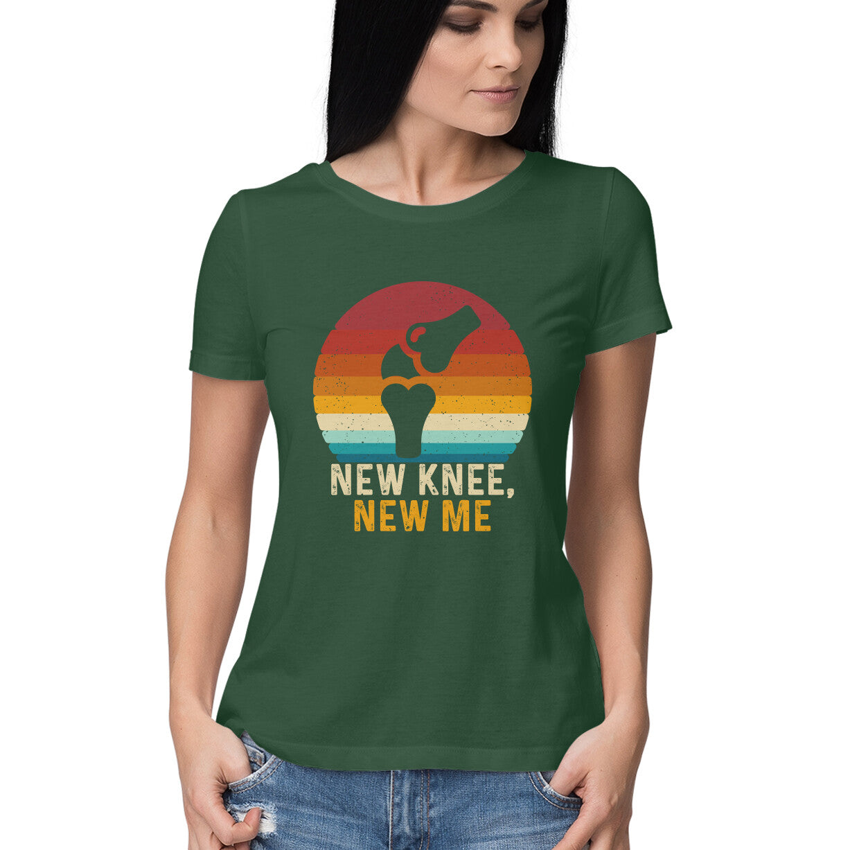 New Knee New Me Women's T-Shirt Olive Green Printrove