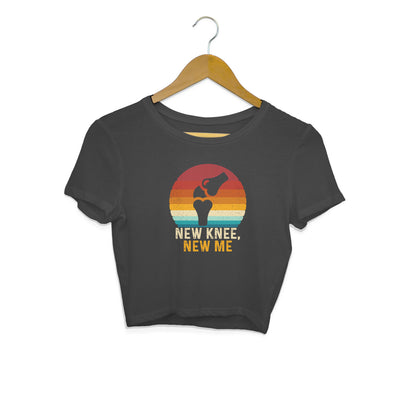 New Knee New Me Crop Top Black Printrove