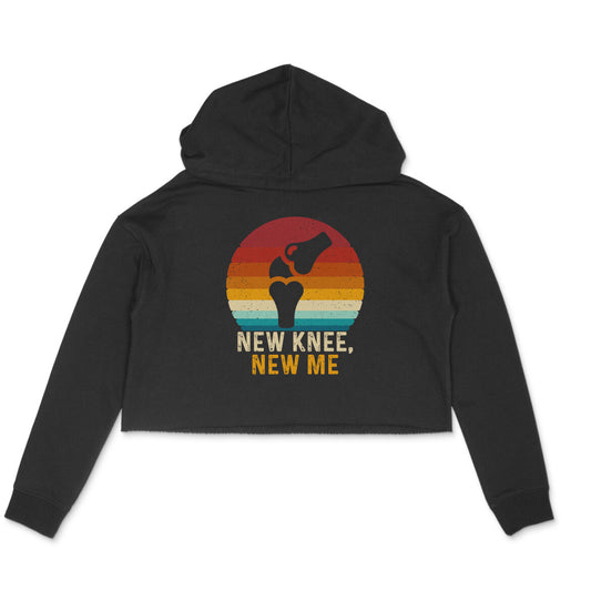 New Knee New Me Crop Hoodie Black Printrove