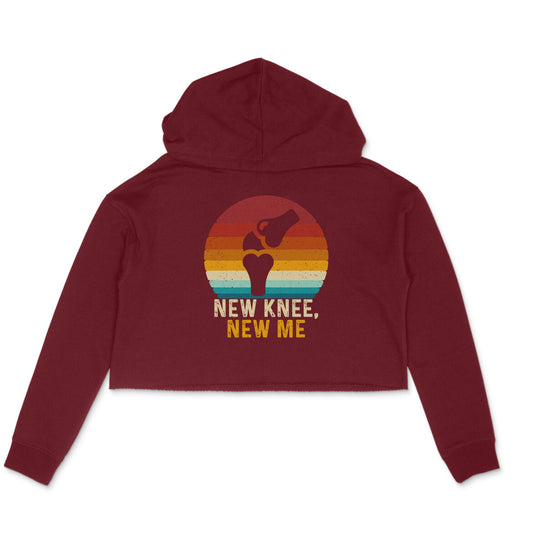 New Knee New Me Crop Hoodie Maroon Printrove