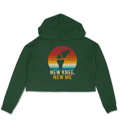 New Knee New Me Crop Hoodie Olive Green Printrove