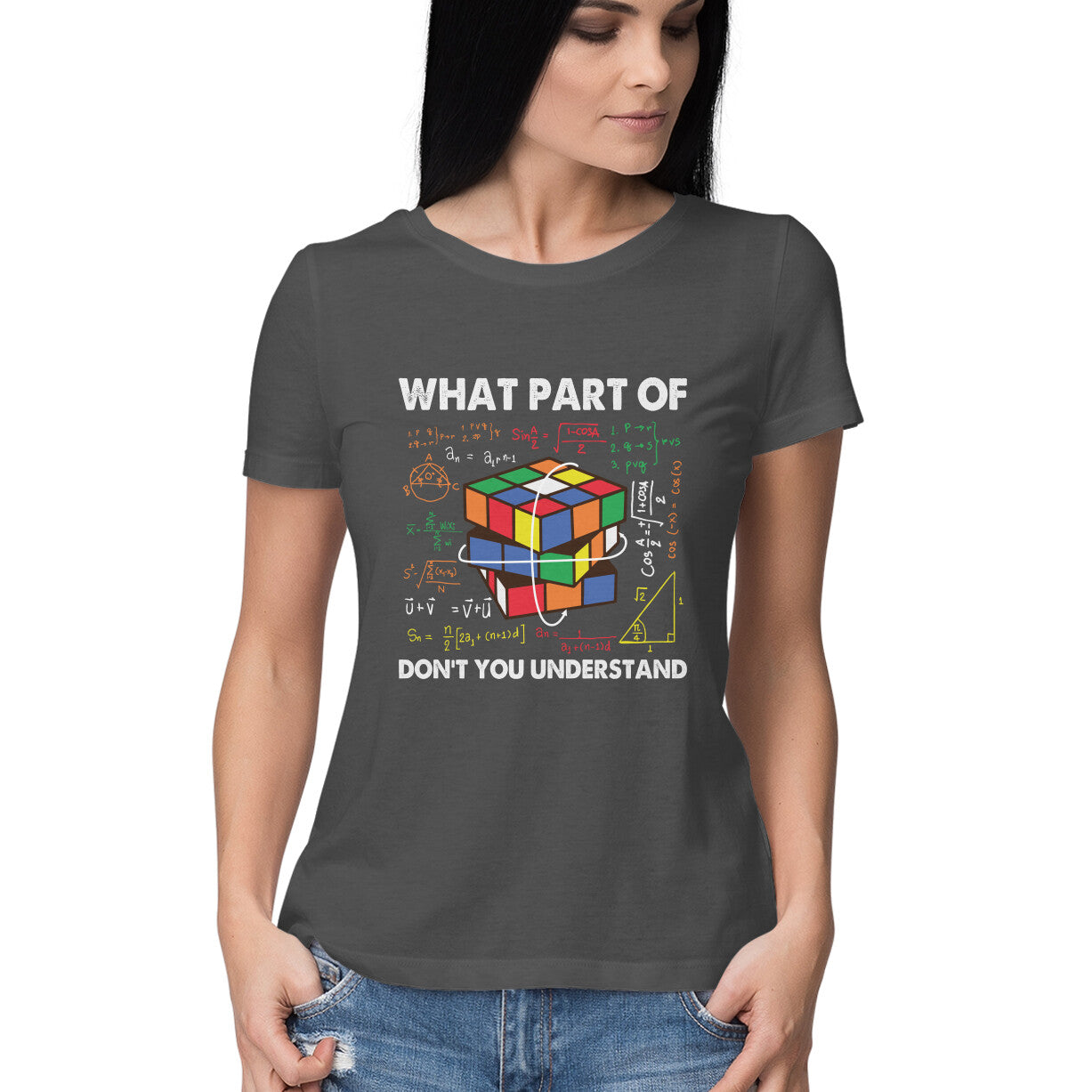 Don't You Understand Women's T-Shirt Charcoal Grey Printrove