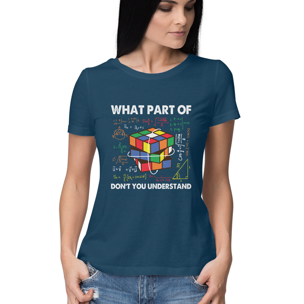 Don't You Understand Women's T-Shirt Navy Blue Printrove