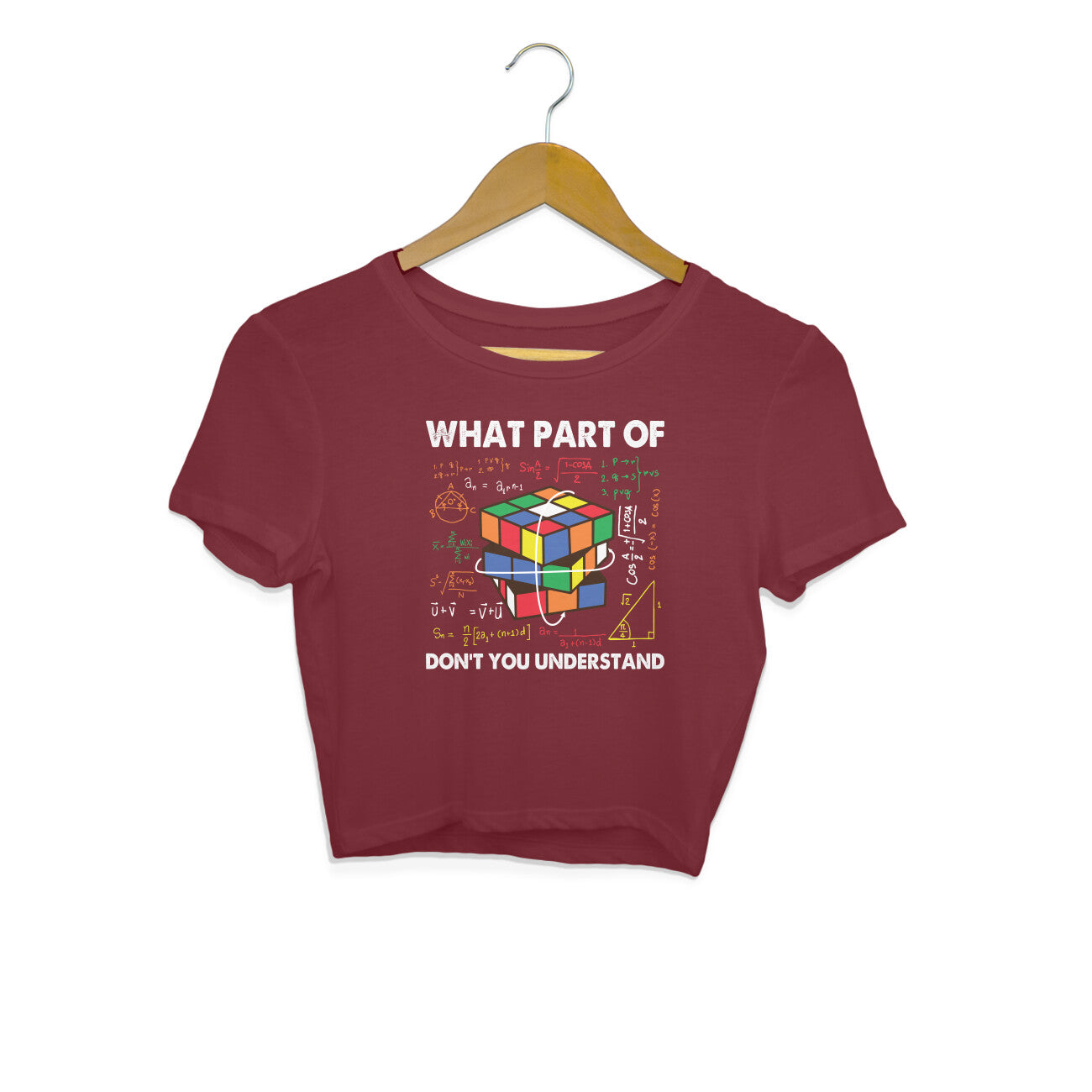Don't You Understand Crop Top Maroon Printrove