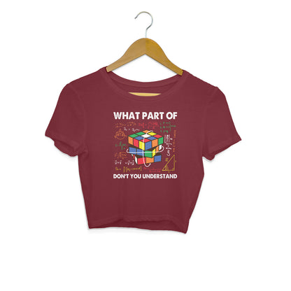 Don't You Understand Crop Top Maroon Printrove