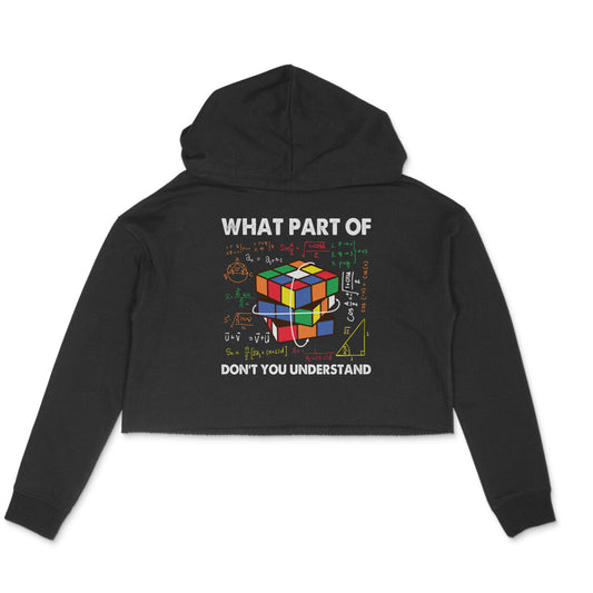 Don't You Understand Crop Hoodie Black Printrove
