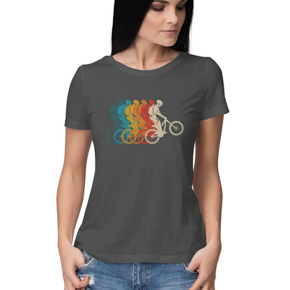 Mountain Bike Women's T-Shirt Charcoal Grey Printrove