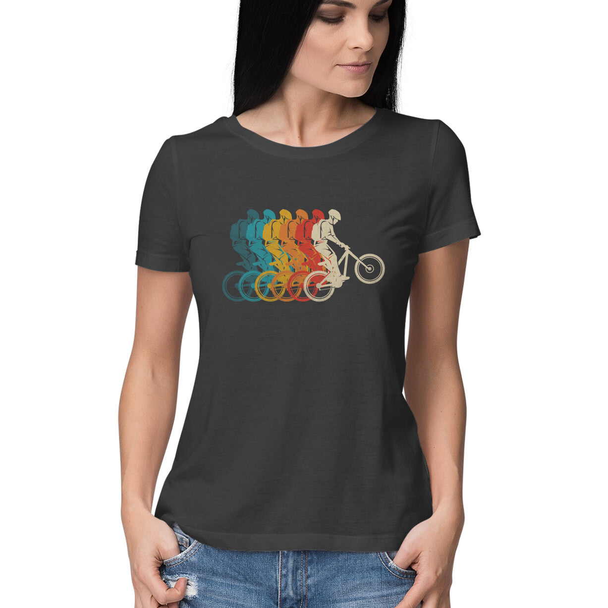 Mountain Bike Women's T-Shirt Black Printrove