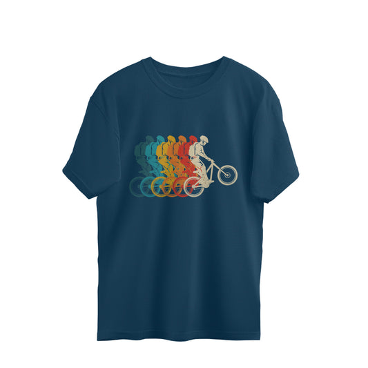 Mountain Bike Oversized T-Shirt Navy Blue Printrove