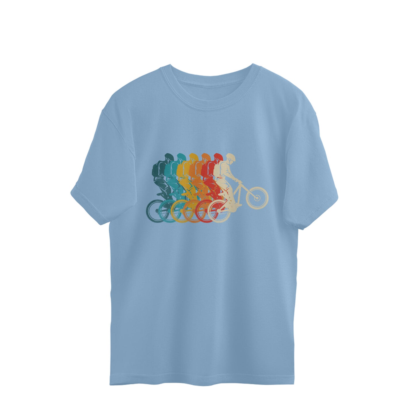 Mountain Bike Oversized T-Shirt Baby Blue Printrove