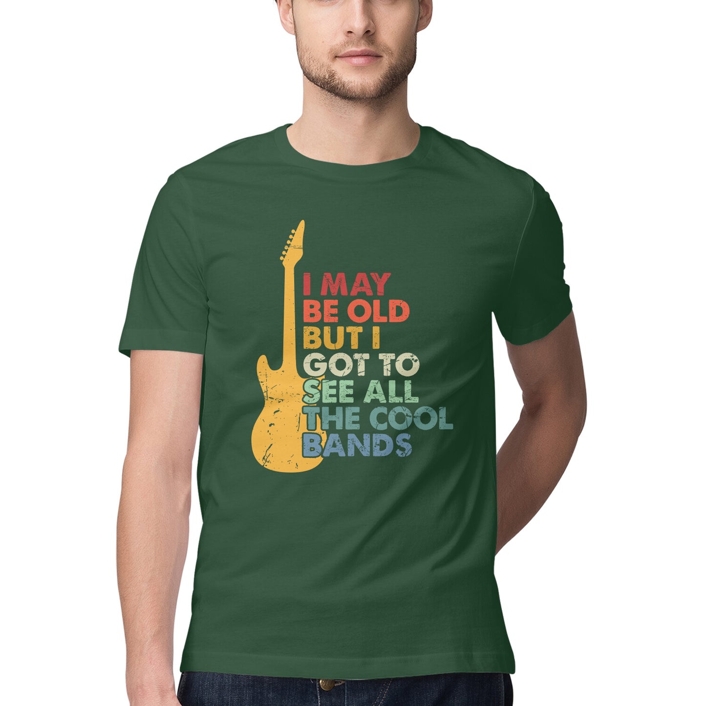 Music Quote T-Shirt Olive Green Printrove