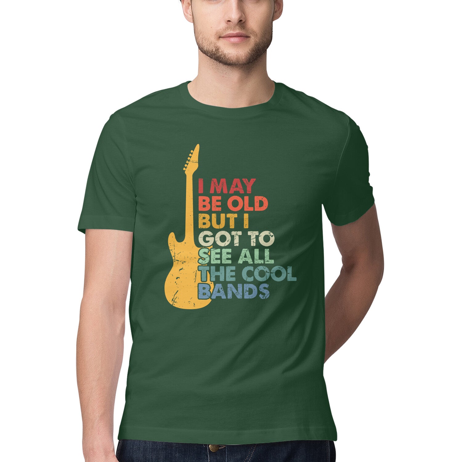Music Quote T-Shirt Olive Green Printrove