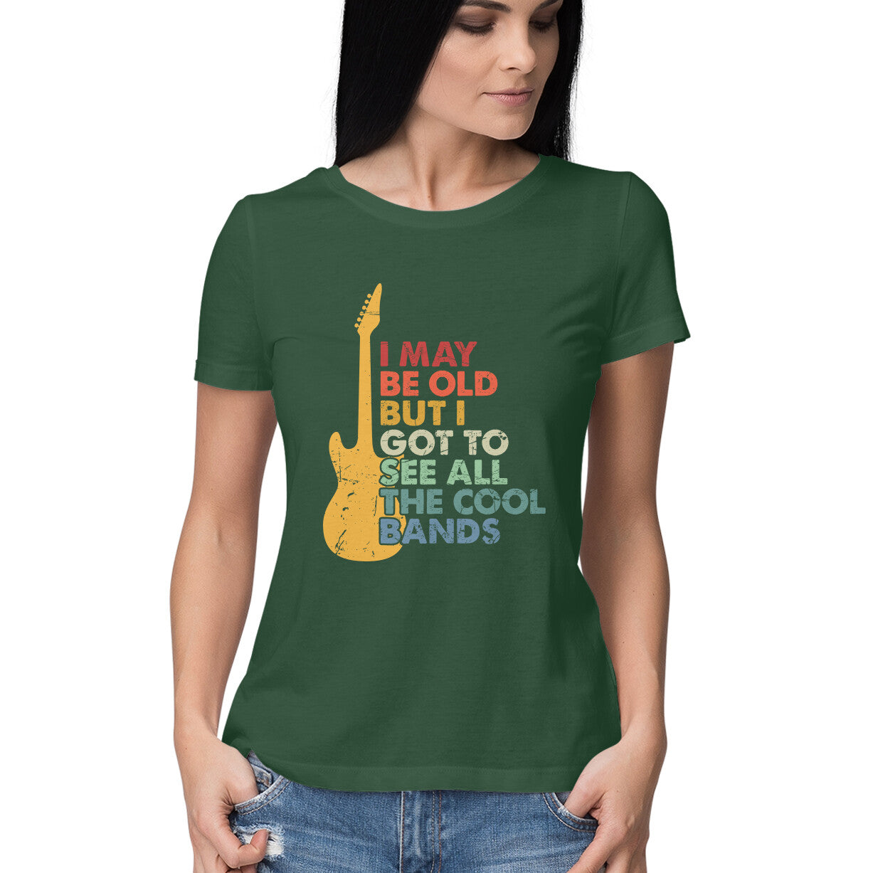 Music Quote Women's T-Shirt Olive Green Printrove